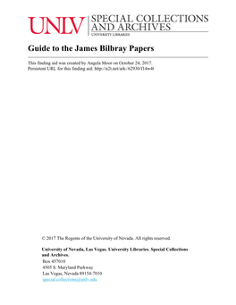 Guide to the James Bilbray Papers