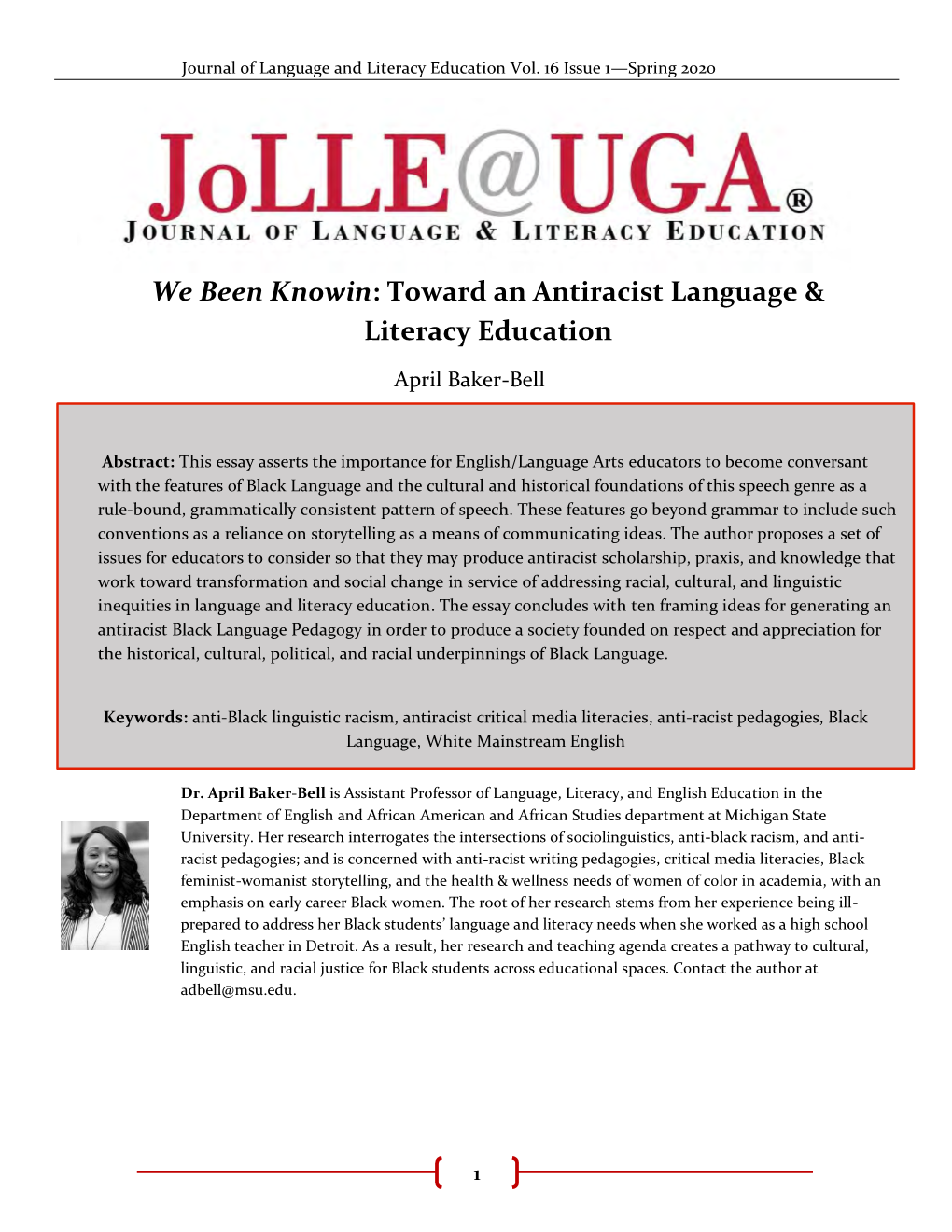 We Been Knowin: Toward an Antiracist Language & Literacy