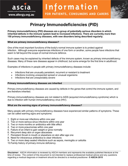 Primary Immunodeficiencies (PID)