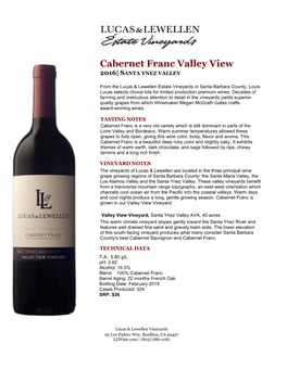 Cabernet Franc Valley View 2016| SANTA YNEZ VALLEY