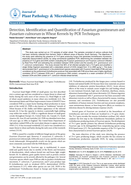 Detection, Identification and Quantification of Fusarium