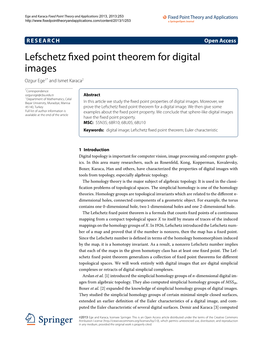 Lefschetz Fixed Point Theorem for Digital Images