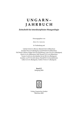 Ungarn-Jahrbuch Zeitschrift Für Interdisziplinäre Hungarologie