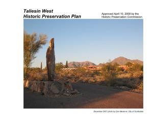 Taliesin West Historic Preservation Plan