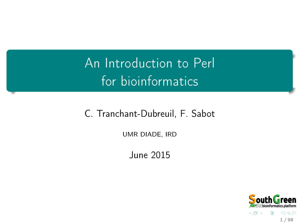 An Introduction to Perl for Bioinformatics