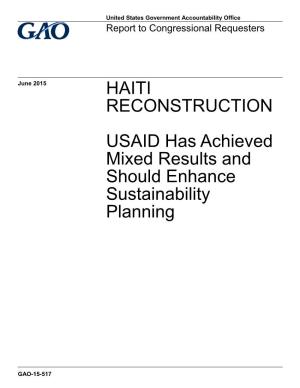 Gao-15-517, Haiti Reconstruction