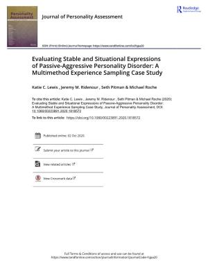 Evaluating Stable and Situational Expressions of Passive-Aggressive Personality Disorder: a Multimethod Experience Sampling Case Study