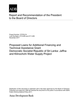 Report and Recommendation of the President to the Board of Directors