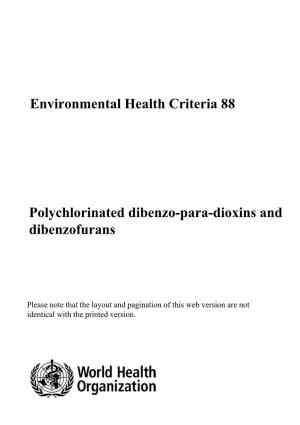 Environmental Health Criteria 88 Polychlorinated Dibenzo-Para