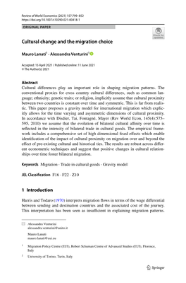 Cultural Change and the Migration Choice