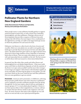 Pollinator Plants for Northern New England Gardens  Cathy Neal, Extension Professor and Specialist, Nursery and Landscape Horticulture