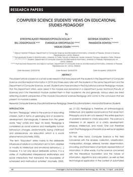 Computer Science Students' Views on Educational Studies-Pedagogy