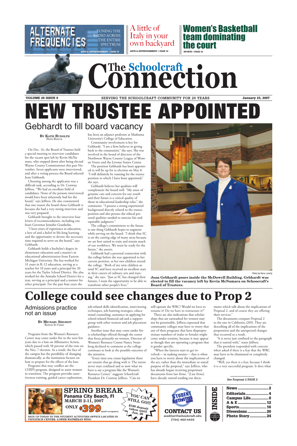 The Schoolcraft Connection Vol. 20, Issue 8, Jan. 23, 2007