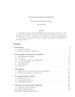 Commensurations of Out(Fn)