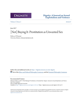 [Not] Buying It: Prostitution As Unwanted Sex Rebecca Whisnant University of Dayton, Rwhisnant1@Udayton.Edu
