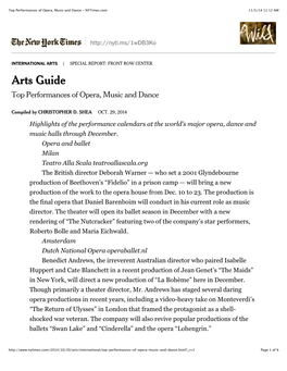 Top Performances of Opera, Music and Dance - Nytimes.Com 11/5/14 11:12 AM