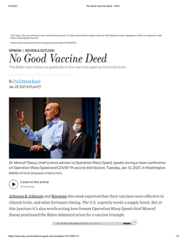 No Good Vaccine Deed - WSJ