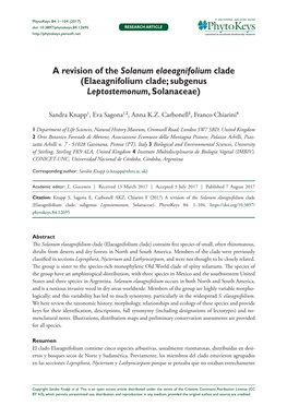 A Revision of the Solanum Elaeagnifolium Clade