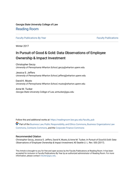 Data Observations of Employee Ownership & Impact Investment