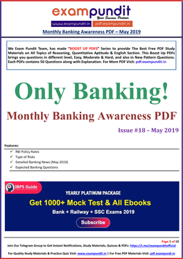 Monthly Banking Awareness PDF – May 2019