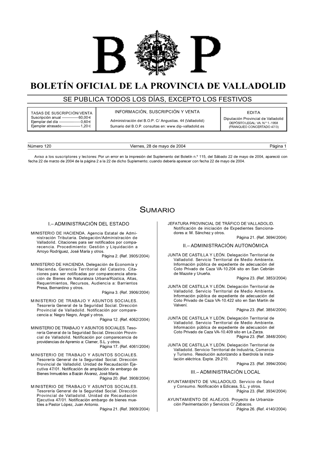 Boletín Oficial De La Provincia De Valladolid