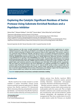 Exploring the Catalytic Significant Residues of Serine Protease Using Substrate-Enriched Residues and a Peptidase Inhibitor