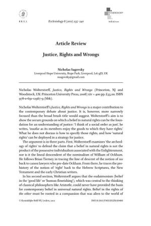 Article Review Justice, Rights and Wrongs