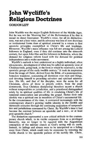 John Wycliffe's Religious Doctrines GORDONLEFF