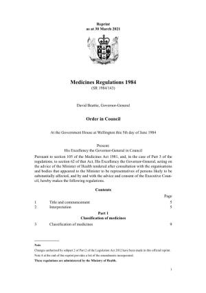 Medicines Regulations 1984 (SR 1984/143)