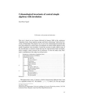 Cohomological Invariants of Central Simple Algebras with Involution