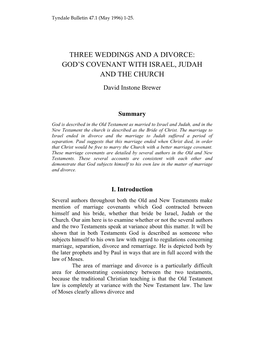 Three Weddings and a Divorce: God's Covenant with Israel, Judah and The