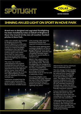 Shining an Led Light on Sport in Hove Park