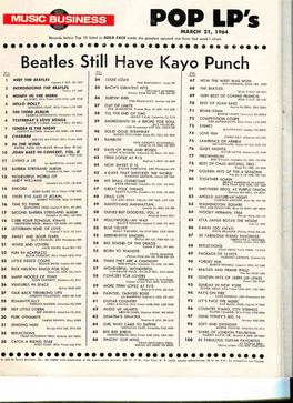 POP LP's MARCH 21, 1964 Records Below Top 10 Listed in BOLD FACE Made the Greatest Upward Rise from Last Week's Chart