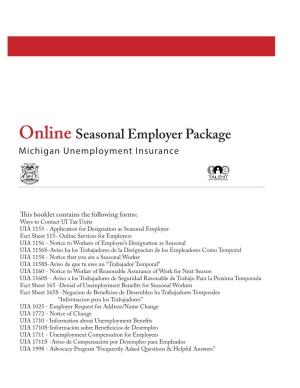Online Seasonal Employer Package Michigan Unemployment Insurance