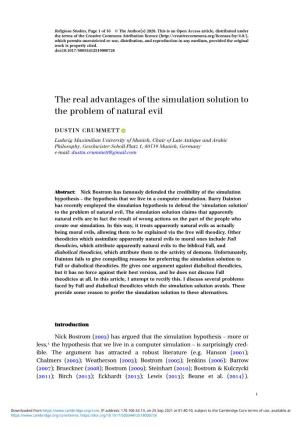 The Real Advantages of the Simulation Solution to the Problem of Natural Evil