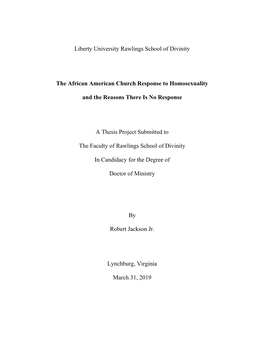 The African American Church Response to Homosexuality And