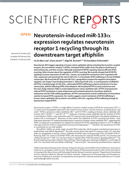 Neurotensin-Induced Mir-133Α Expression Regulates Neurotensin