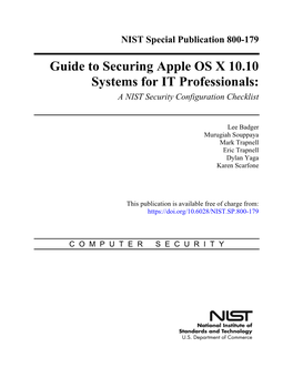 Guide to Securing Apple OS X 10.10 Systems for IT Professionals: a NIST Security Configuration Checklist