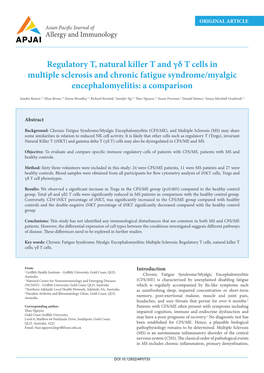 Regulatory T, Natural Killer T and Γδ T Cells in Multiple Sclerosis and Chronic Fatigue Syndrome/Myalgic Encephalomyelitis: a Comparison