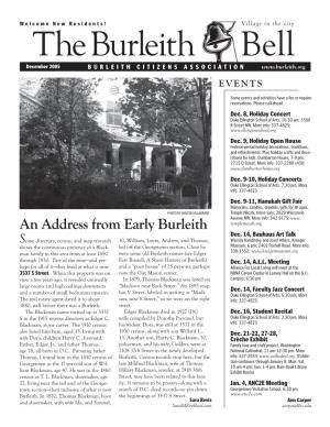 The Burleith Bell December 2005 BURLEITH CITIZENS ASSOCIATION EVENTS