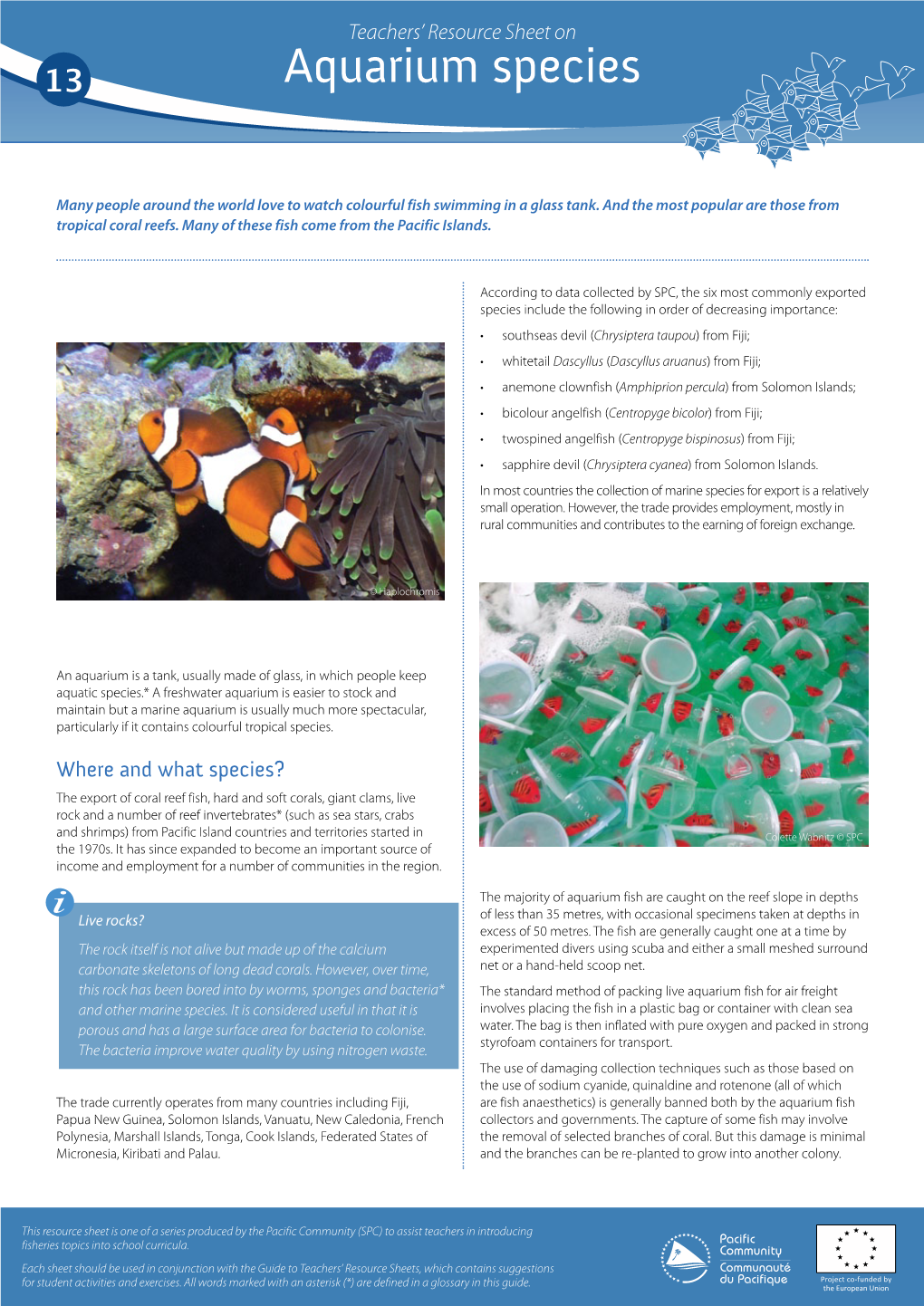 13-Teachers' Resource Sheet on Aquarium Species