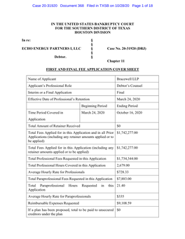 Case 20-31920 Document 368 Filed in TXSB on 10/28/20 Page 1 of 18