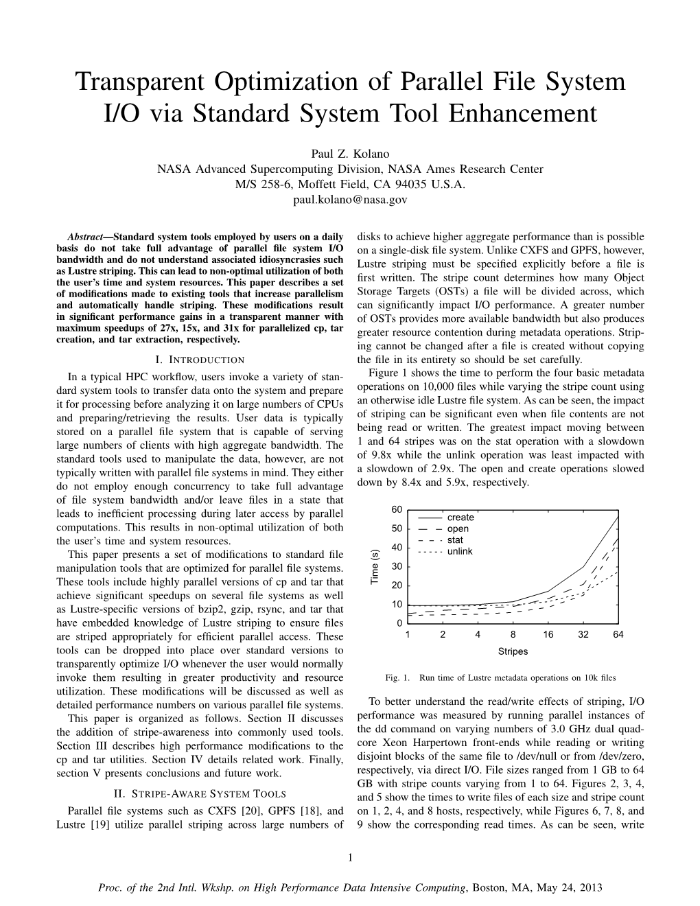 Transparent Optimization of Parallel File System I/O Via Standard System Tool Enhancement