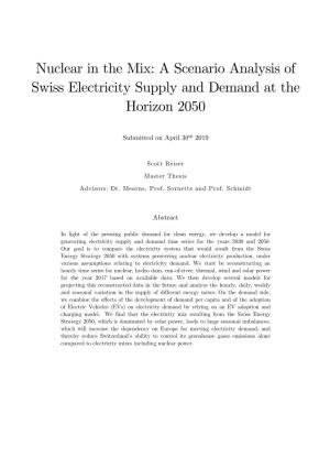 Nuclear in the Mix: a Scenario Analysis of Swiss Electricity Supply and Demand at the Horizon 2050