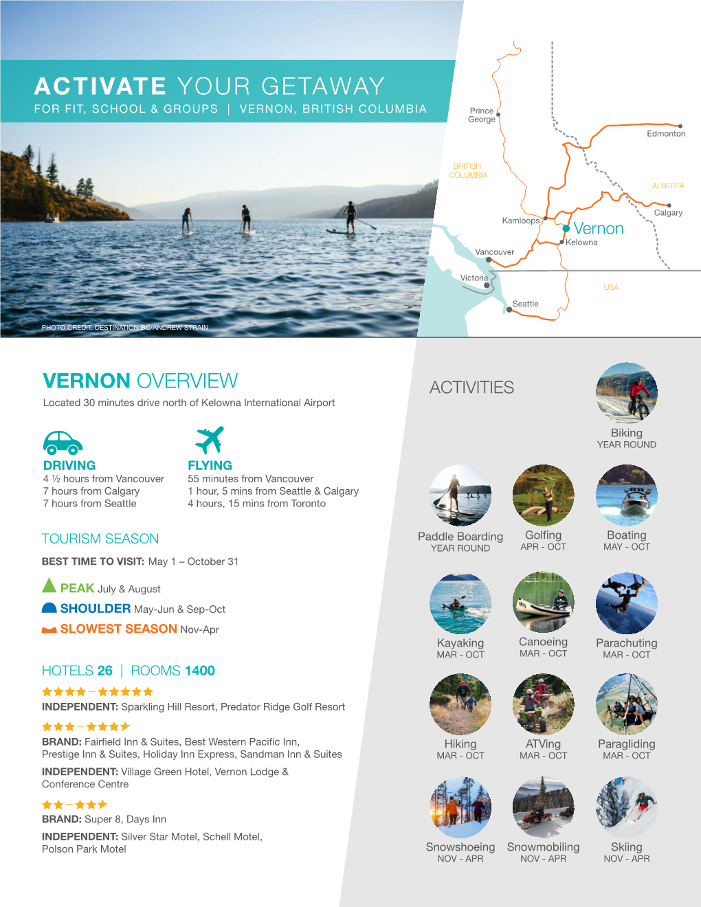 ACTIVATE YOUR GETAWAY for FIT, SCHOOL & GROUPS | VERNON, BRITISH COLUMBIA Prince George Edmonton