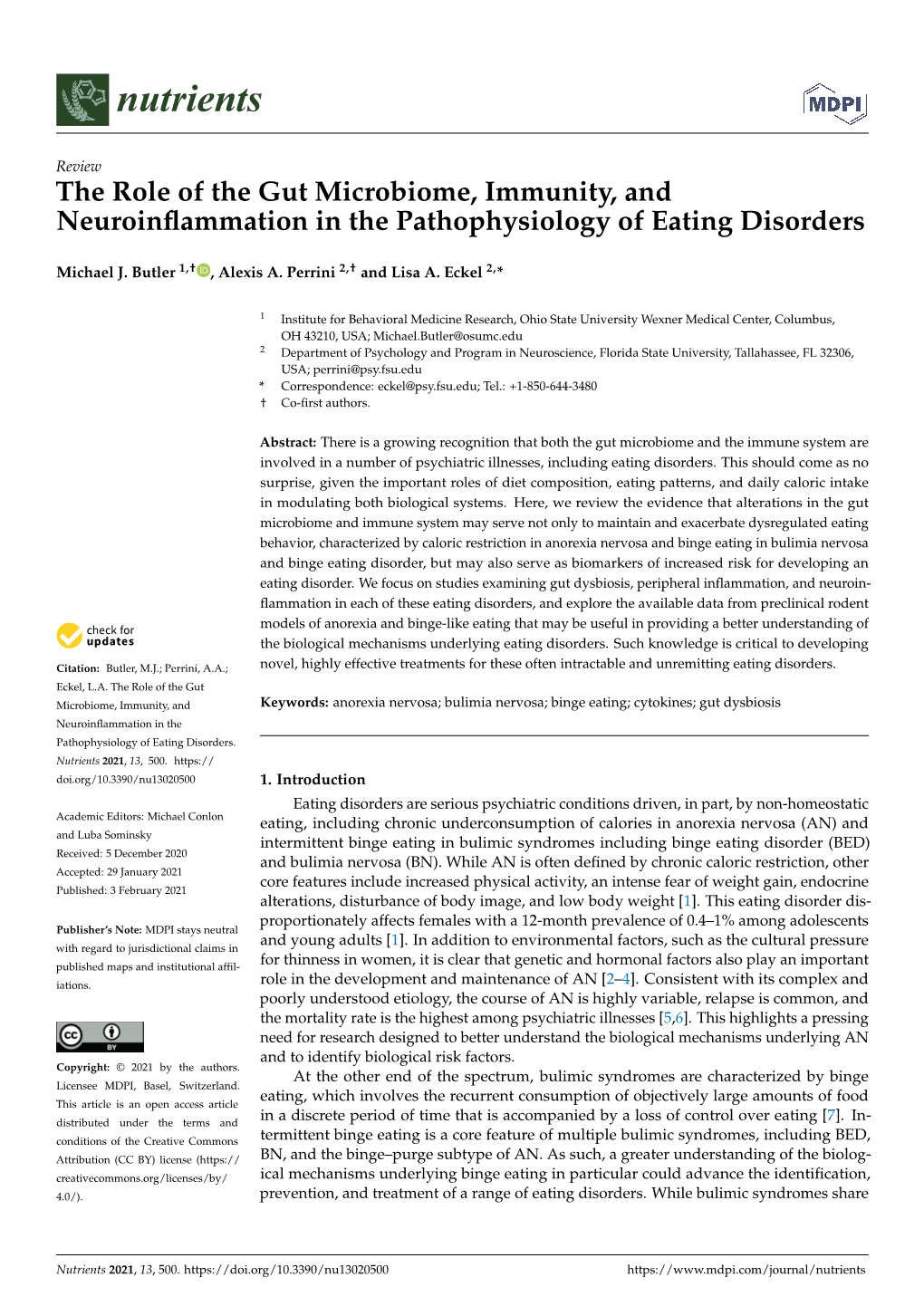 The Role of the Gut Microbiome, Immunity, and Neuroinflammation