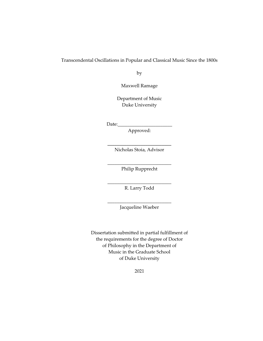 Transcendental Oscillations in Popular and Classical Music Since the 1800S