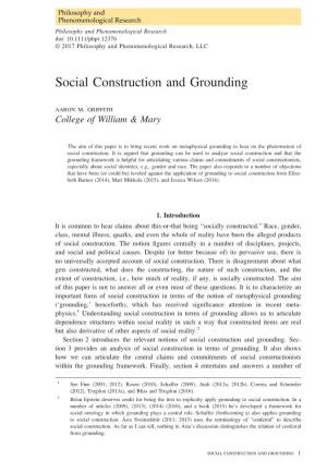 Social Construction and Grounding