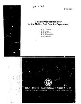 Fission Product Behavior in the Mclten Salt Reactor Experiment