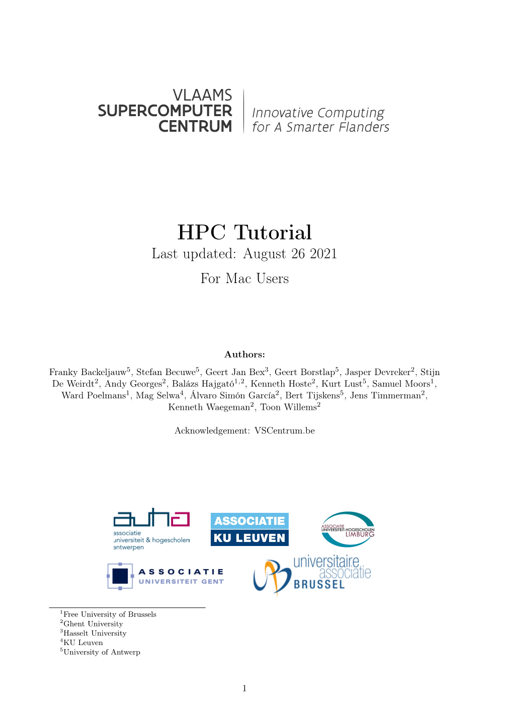 VSC HPC Tutorial for Vrije Universiteit Brussel Mac Users